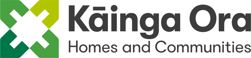 Kāinga Ora Homes and Communities logo.