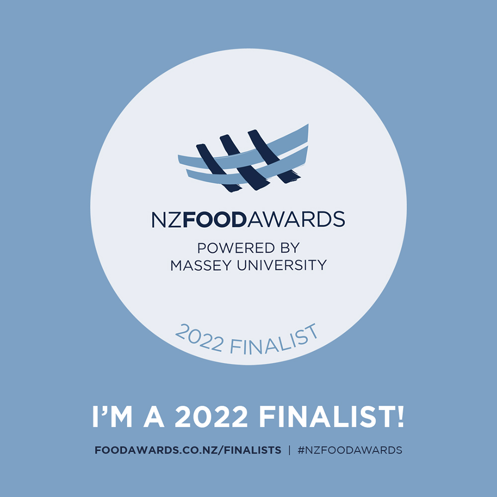 NZ Food Awards 2022 Finalist badge.